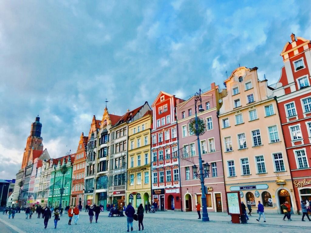 Students in Polish Old Town
